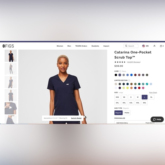 Figs Other - Figs scrub set color navy size large